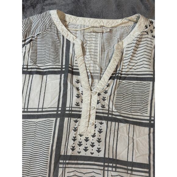 PrAna Elena Organic Cotton Geometric Plaid Aztec Tribal Blouse Top Size Medium - Picture 5 of 10